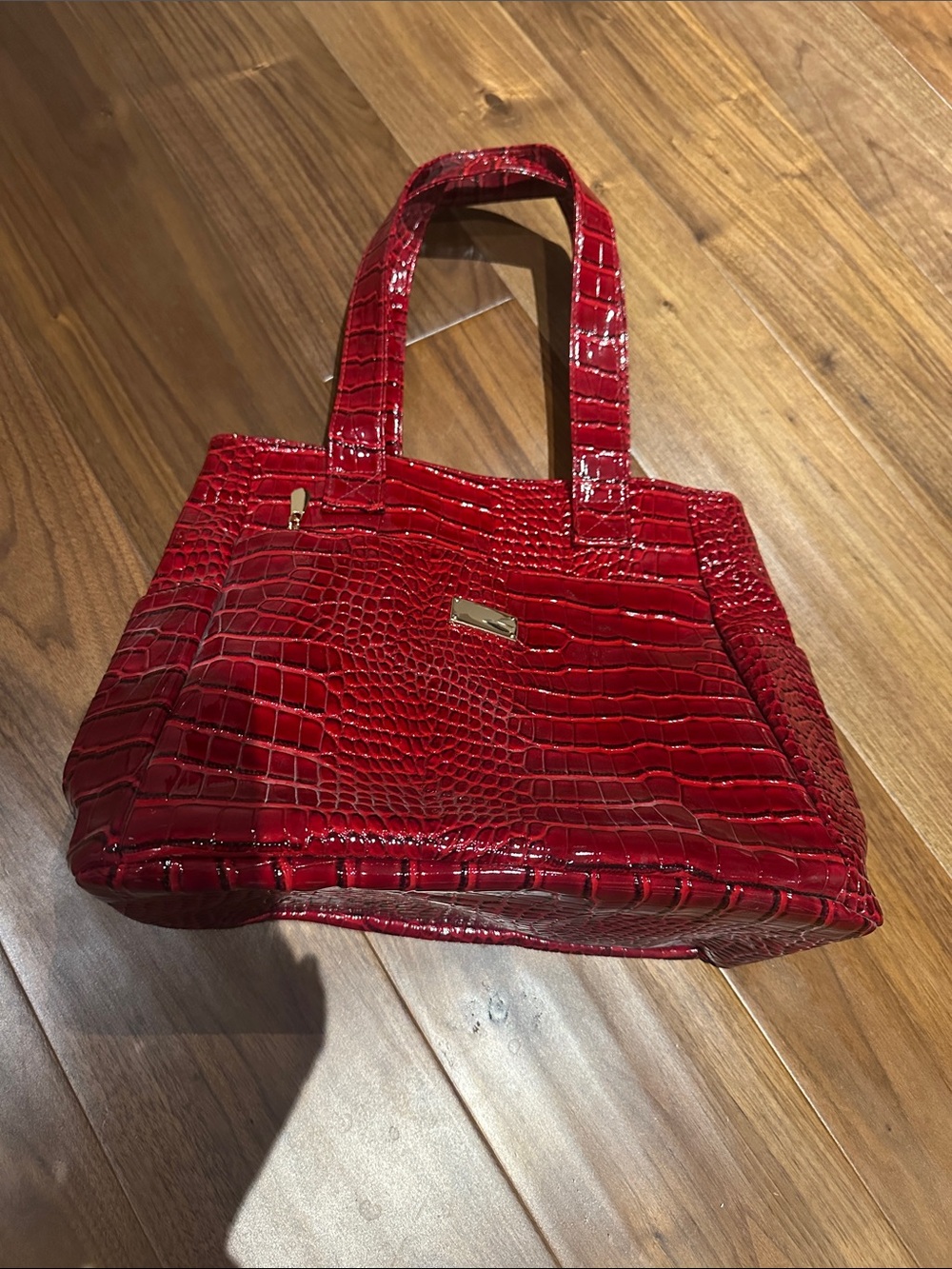Red Croc-Embossed Tote Bag - Women